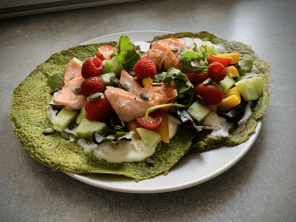 Spinazie pannenkoeken met zalm